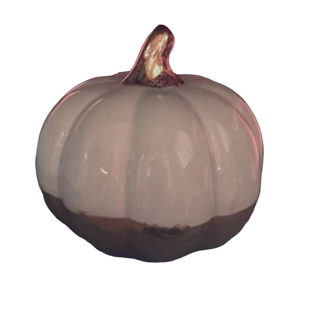 Small Blue and Gold Ceramic Pumpkin NWOT